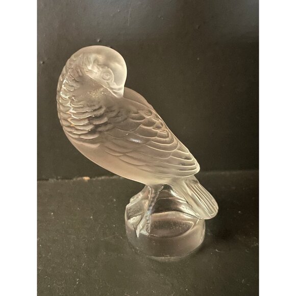 Lalique Crystal Tourterelle Preening Turtle Dove Bird Letter Seal Stamp Signed - Picture 3 of 6